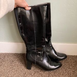 Life stride soft system black knee high heeled boots 10